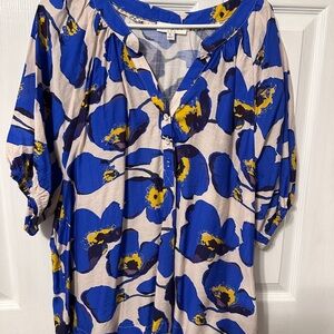 Umgee Blue and Yellow Floral Blouse